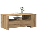 vidaXL Dohányzóasztal fiókkal Artisan tölgy 102 x 55 x 43,5 cm Faanyag