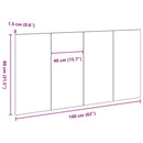 vidaXL Fejtámla fejtámlával Fekete tölgy 160 x 1,5 x 80 cm Faanyag