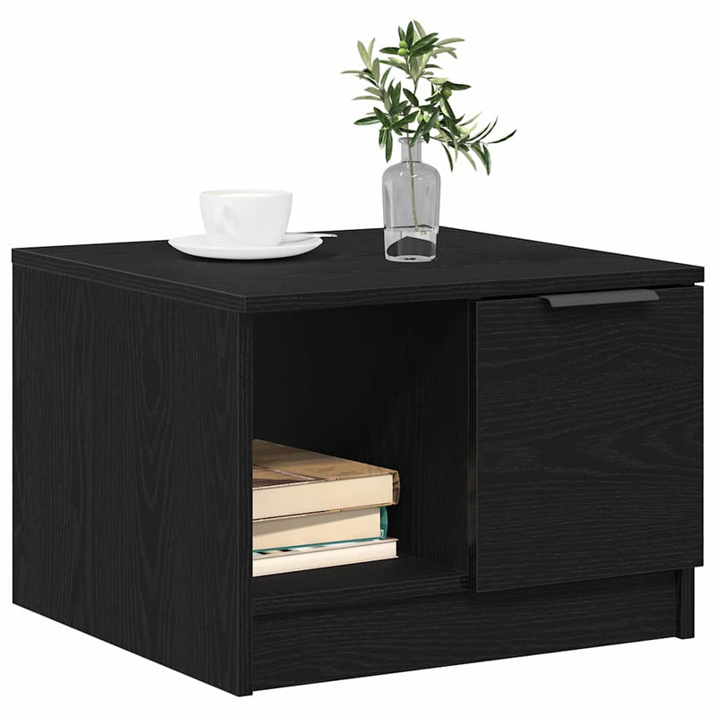 vidaXL Dohányzóasztal with Drawer Musta tammi 50 x 50 x 36 cm Faanyag