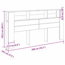 vidaXL Fejhajtó szekrény Fekete tölgy 200 x 18,5 x 102,5 cm Faanyag