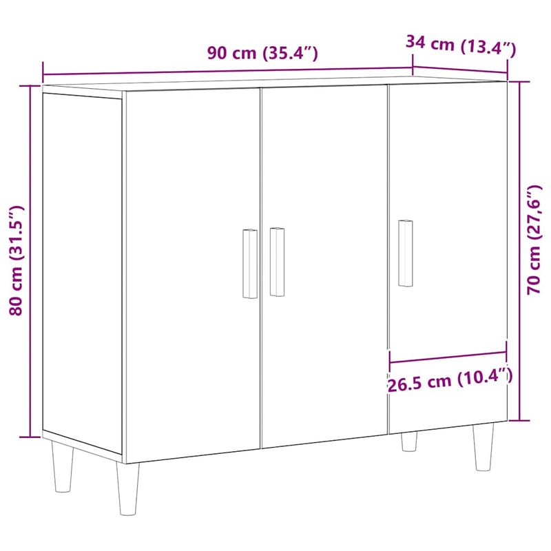 vidaXL Széf Fekete 90 x 34 x 80 cm Faanyag