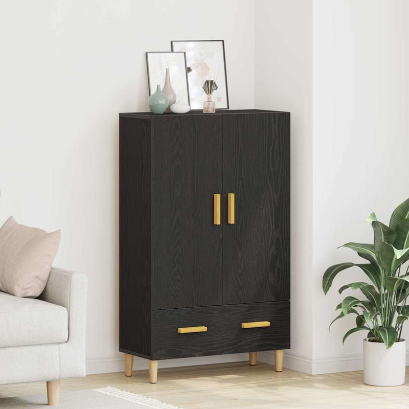 vidaXL Magasfiú fiókkal Fekete 70 x 31 x 115 cm Faanyag
