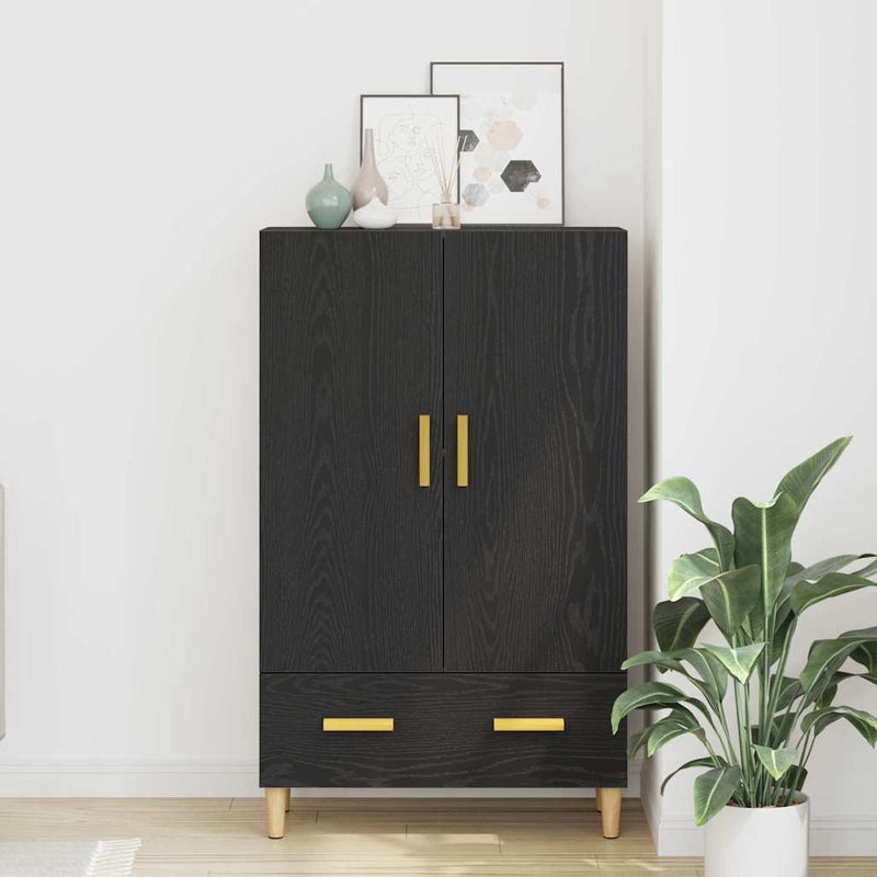 vidaXL Magasfiú fiókkal Fekete 70 x 31 x 115 cm Faanyag