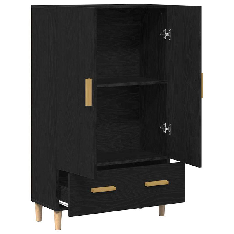 vidaXL Magasfiú fiókkal Fekete 70 x 31 x 115 cm Faanyag