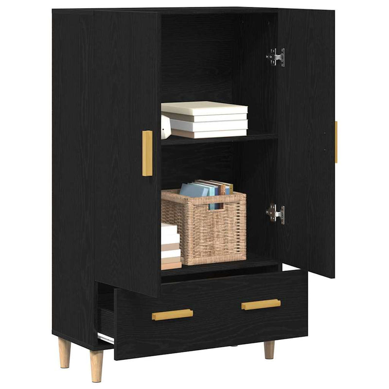 vidaXL Magasfiú fiókkal Fekete 70 x 31 x 115 cm Faanyag