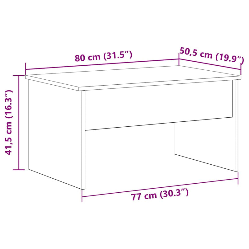 vidaXL Dohányzóasztal Fekete tölgy 80 x 50.5 x 41.5 cm Faanyag