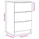 vidaXL Éjjeliszekrény fiókkal Musta tammi 40 x 65 x 65 cm Faanyag
