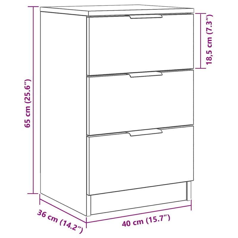 vidaXL Éjjeliszekrény fiókkal Musta tammi 40 x 65 x 65 cm Faanyag