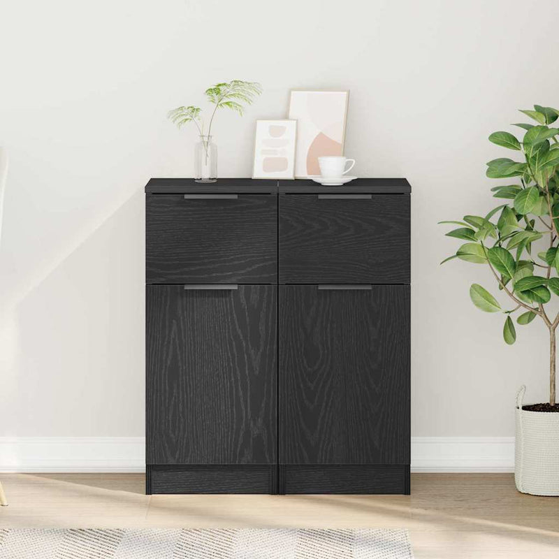 vidaXL Oldalszekrények 2 pcs Musta tammi 30 x 30 x 70 cm Faanyag