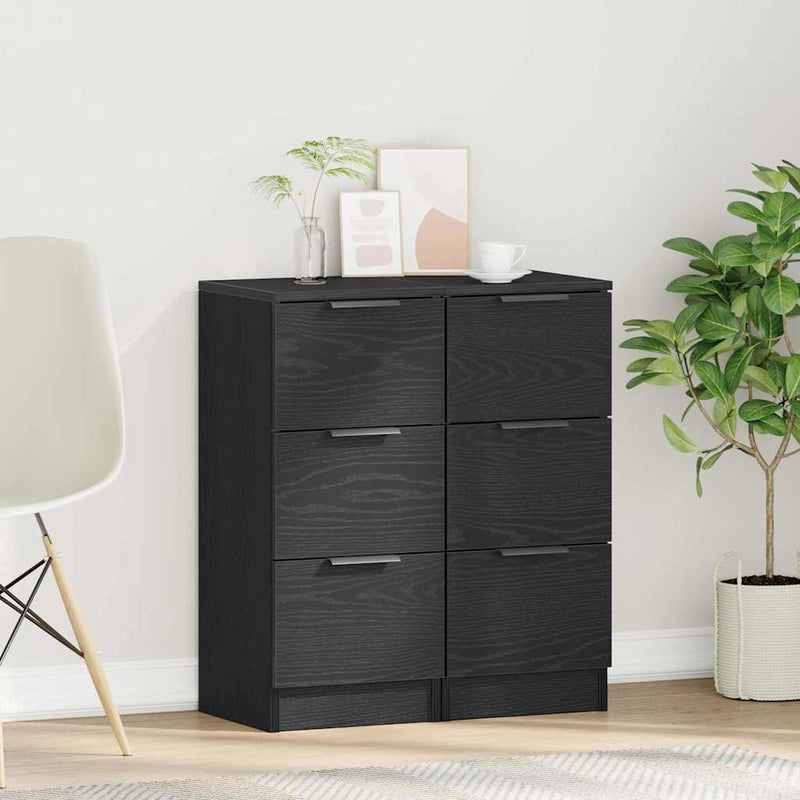 vidaXL Oldalszekrények 2 pcs Musta tammi 30 x 30 x 70 cm Faanyag