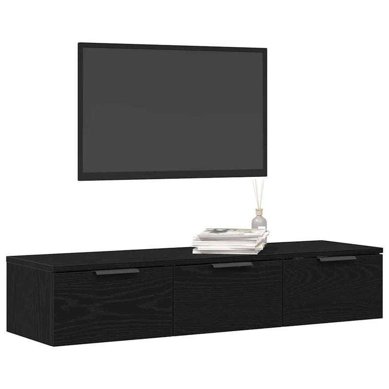 vidaXL Fali Szekrény fiókkal Fekete tölgy 102 x 30 x 20 cm Faanyag