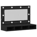 vidaXL Tükörszekrény polcokkal Fekete tölgy 90 x 31,5 x 62 cm Faanyag