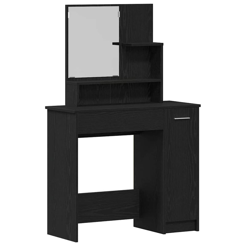 vidaXL Öltözködőasztal fiókkal Musta tammi 86.5 x 35 x 136 cm Faanyag