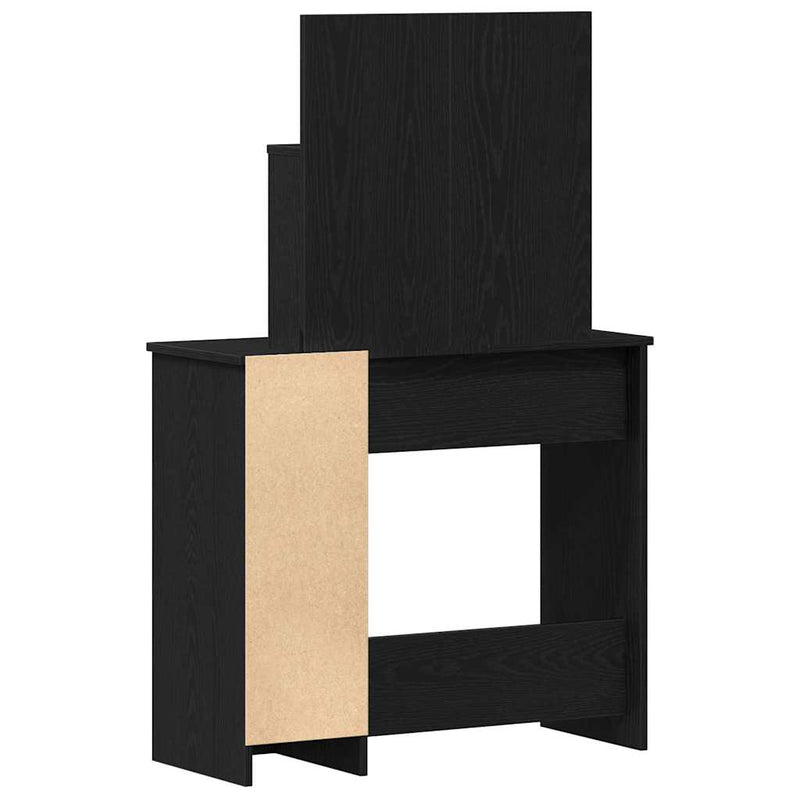 vidaXL Öltözködőasztal fiókkal Musta tammi 86.5 x 35 x 136 cm Faanyag