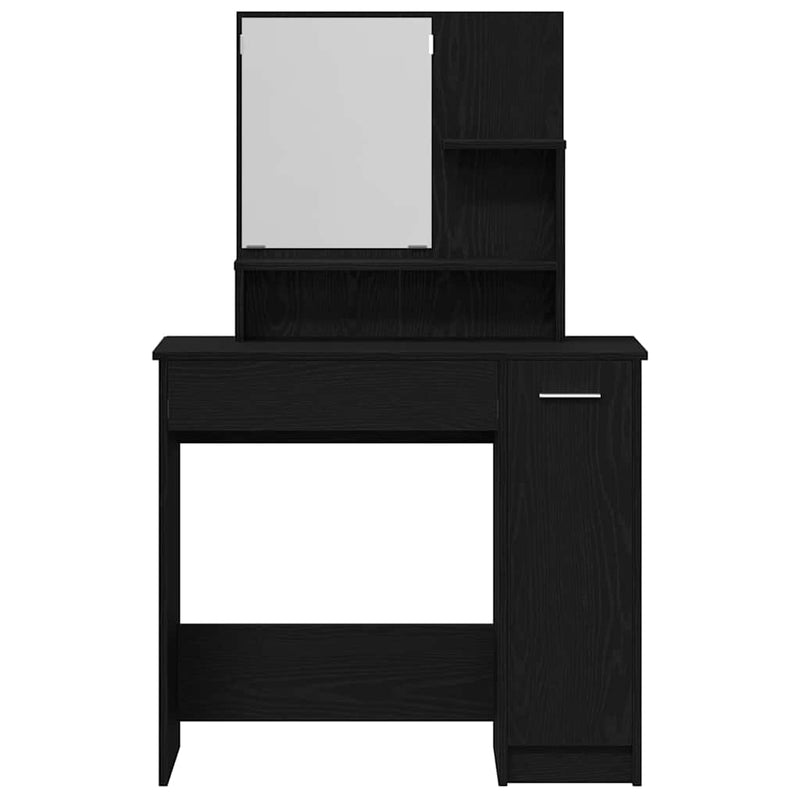 vidaXL Öltözködőasztal fiókkal Musta tammi 86.5 x 35 x 136 cm Faanyag