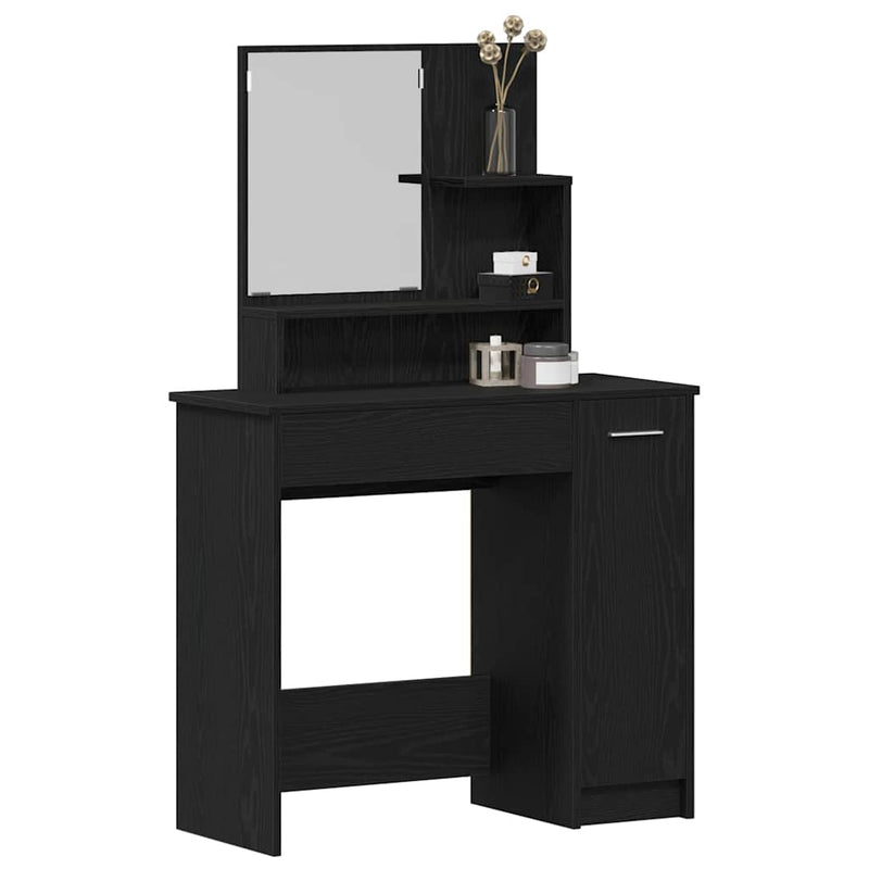 vidaXL Öltözködőasztal fiókkal Musta tammi 86.5 x 35 x 136 cm Faanyag