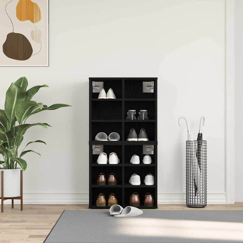 vidaXL Cipőszekrény 2 pcs Musta tammi 52 x 30 x 50.5 cm Faanyag