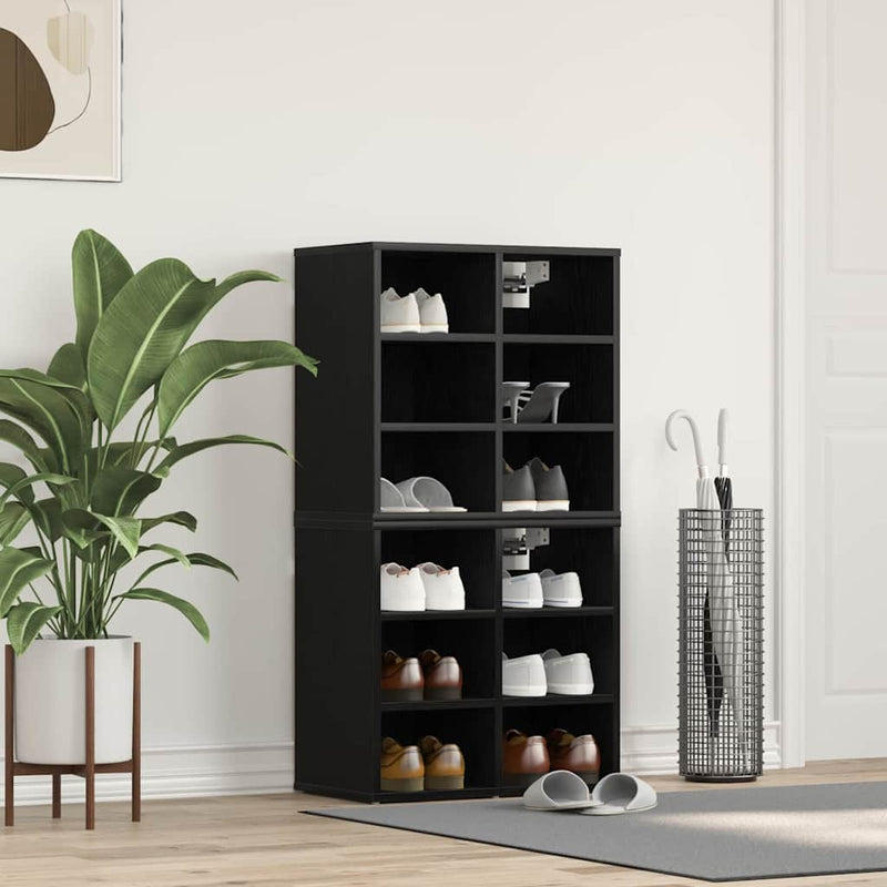 vidaXL Cipőszekrény 2 pcs Musta tammi 52 x 30 x 50.5 cm Faanyag