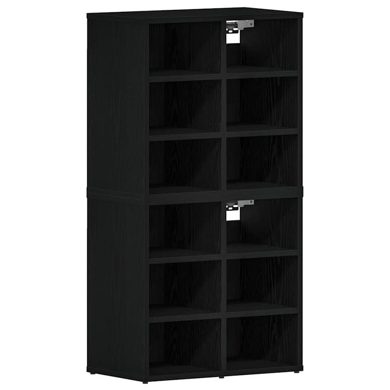 vidaXL Cipőszekrény 2 pcs Musta tammi 52 x 30 x 50.5 cm Faanyag