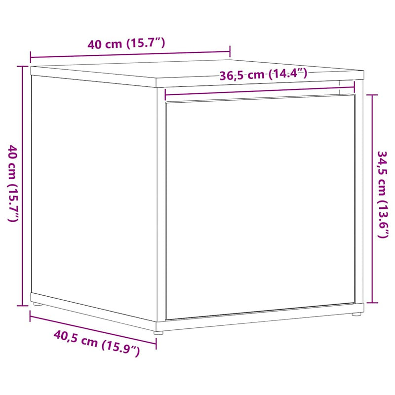 vidaXL Fiókos szekrény fiókkal Musta tammi 40.5 x 40 x 40 cm Faanyag