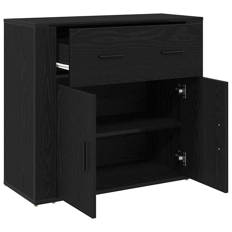 vidaXL Oldal fiókkal Fekete tölgy 80 x 33 x 70 cm Faanyag