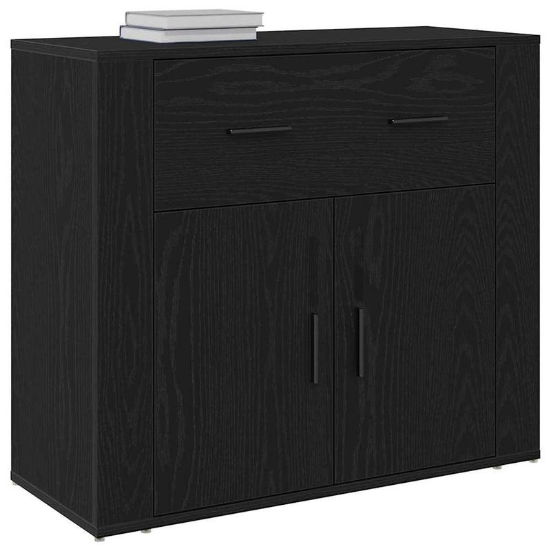 vidaXL Oldal fiókkal Fekete tölgy 80 x 33 x 70 cm Faanyag