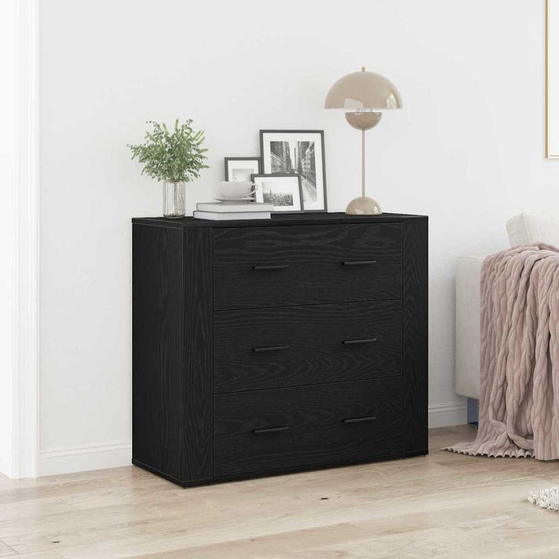 vidaXL Feketetölgy szekrény Fekete tölgy 80 x 33 x 70 cm Faanyag
