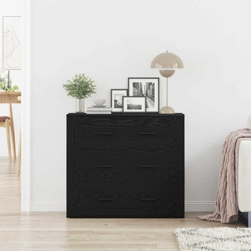 vidaXL Feketetölgy szekrény Fekete tölgy 80 x 33 x 70 cm Faanyag