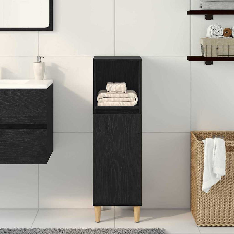vidaXL Fürdőszoba Szekrény Fekete tölgy 30 x 30 x 100 cm Faanyag