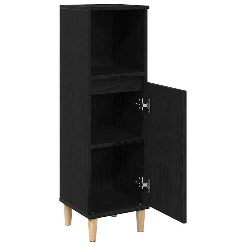 vidaXL Fürdőszoba Szekrény Fekete tölgy 30 x 30 x 100 cm Faanyag