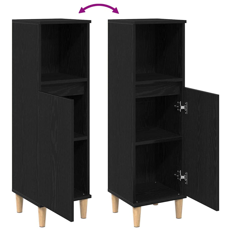 vidaXL Fürdőszoba Szekrény Fekete tölgy 30 x 30 x 100 cm Faanyag