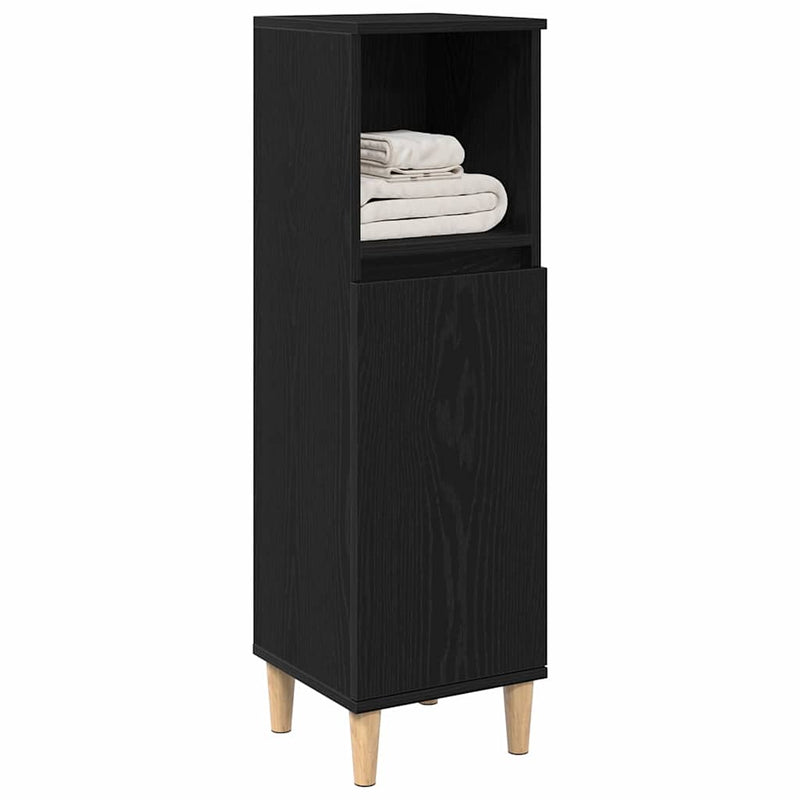 vidaXL Fürdőszoba Szekrény Fekete tölgy 30 x 30 x 100 cm Faanyag