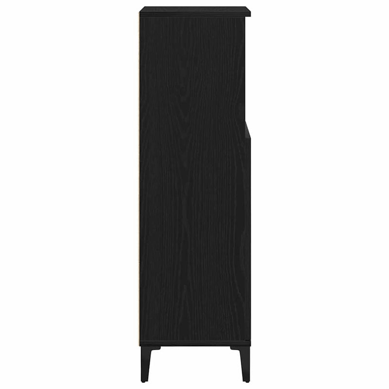 vidaXL Fürdőszoba Székény ajtóval Musta tammi 30 x 30 x 100 cm Faanyag