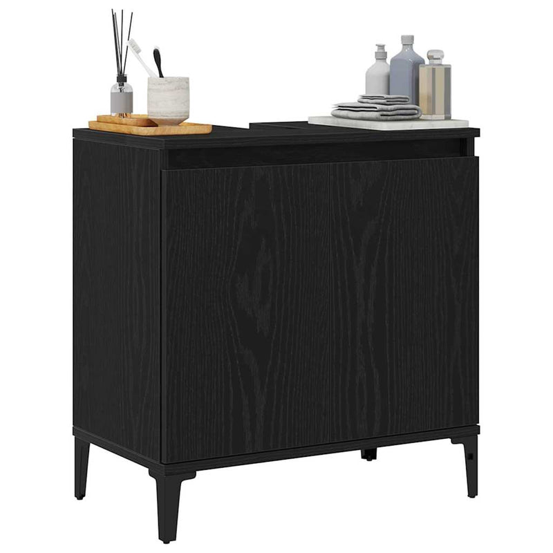vidaXL Mosdókagyló szekrény Musta tammi 58 x 33 x 60 cm Faanyag