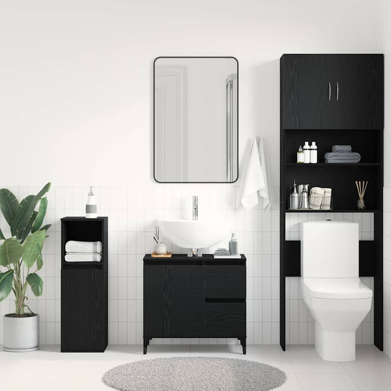 vidaXL Fürdőszoba Székény fiókkal Musta tammi 65 x 33 x 60 cm Faanyag