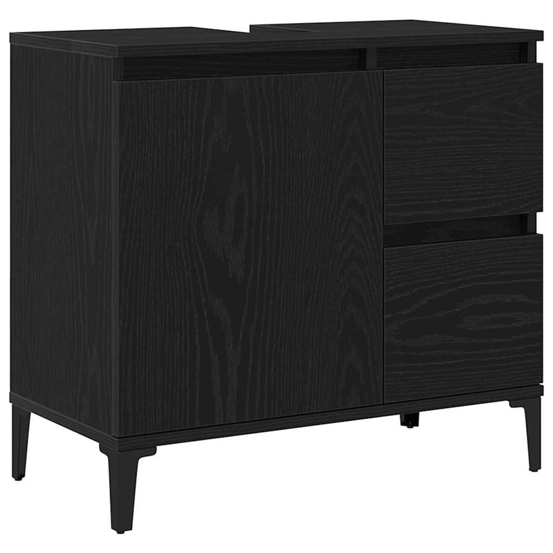 vidaXL Fürdőszoba Székény fiókkal Musta tammi 65 x 33 x 60 cm Faanyag