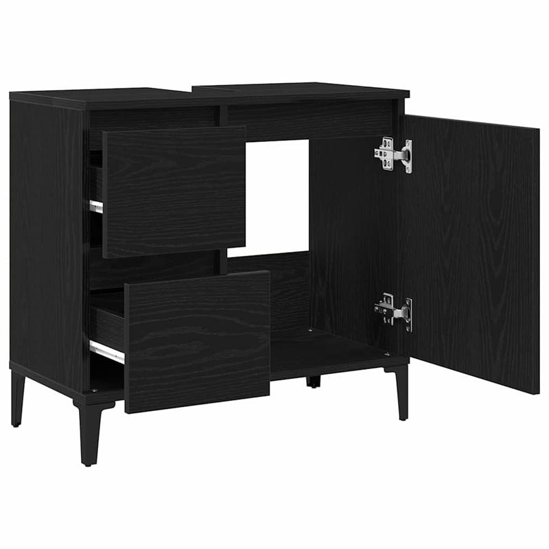 vidaXL Fürdőszoba Székény fiókkal Musta tammi 65 x 33 x 60 cm Faanyag