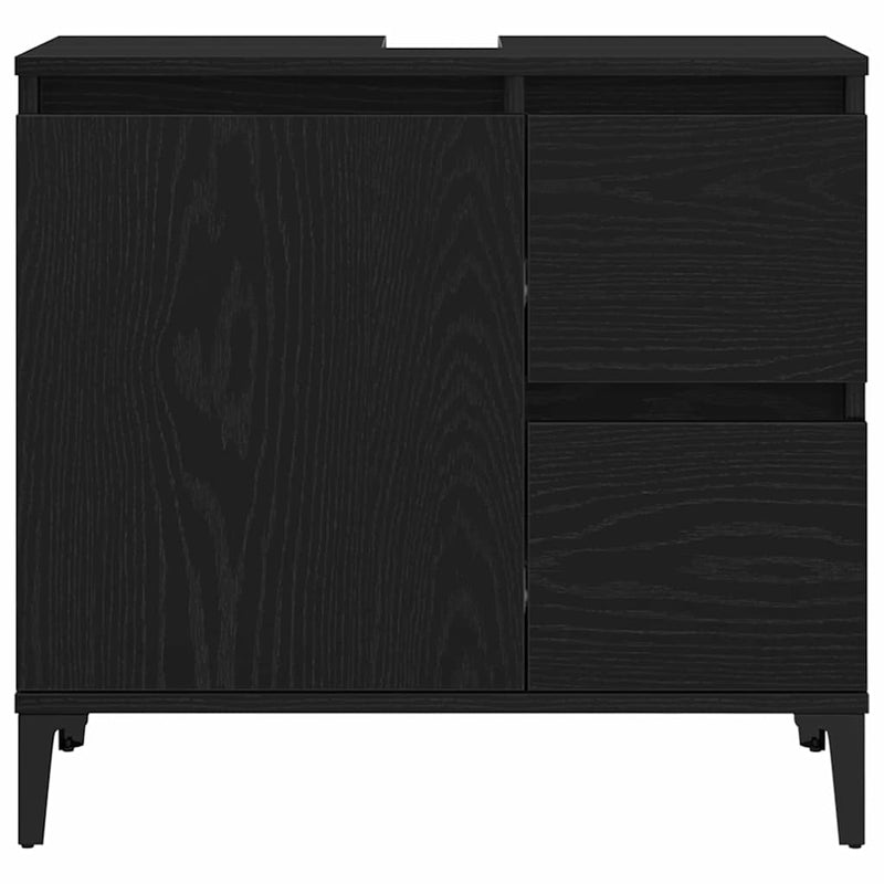 vidaXL Fürdőszoba Székény fiókkal Musta tammi 65 x 33 x 60 cm Faanyag
