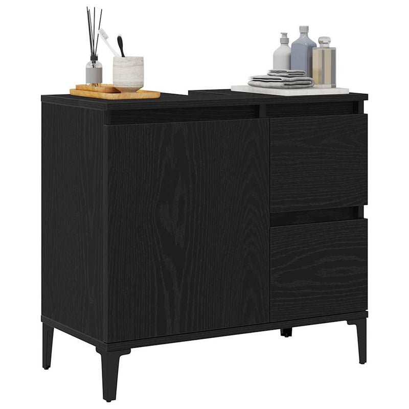 vidaXL Fürdőszoba Székény fiókkal Musta tammi 65 x 33 x 60 cm Faanyag
