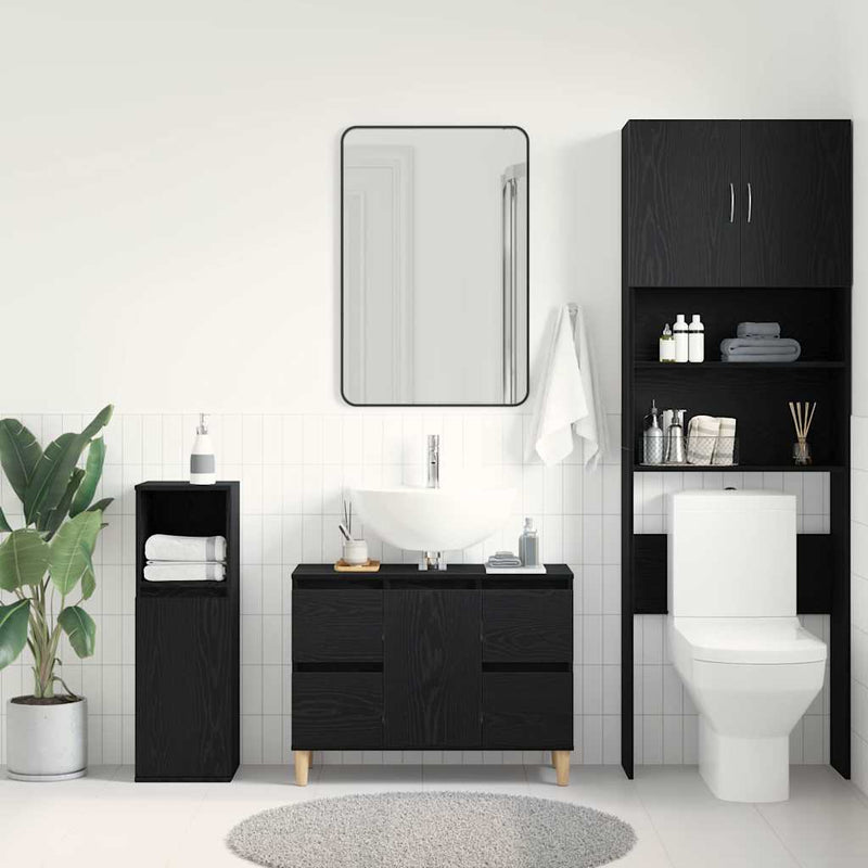vidaXL Mosdókagyló szekrény Musta tammi 80 x 33 x 60 cm Faanyag