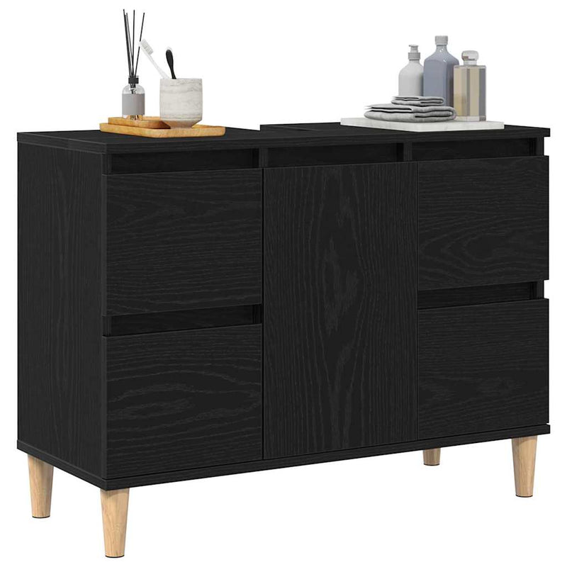 vidaXL Mosdókagyló szekrény Musta tammi 80 x 33 x 60 cm Faanyag