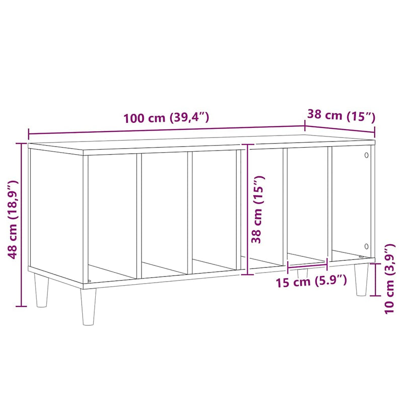 vidaXL Hanglemez szekrény Fekete tölgy 100 x 38 x 48 cm Faanyag