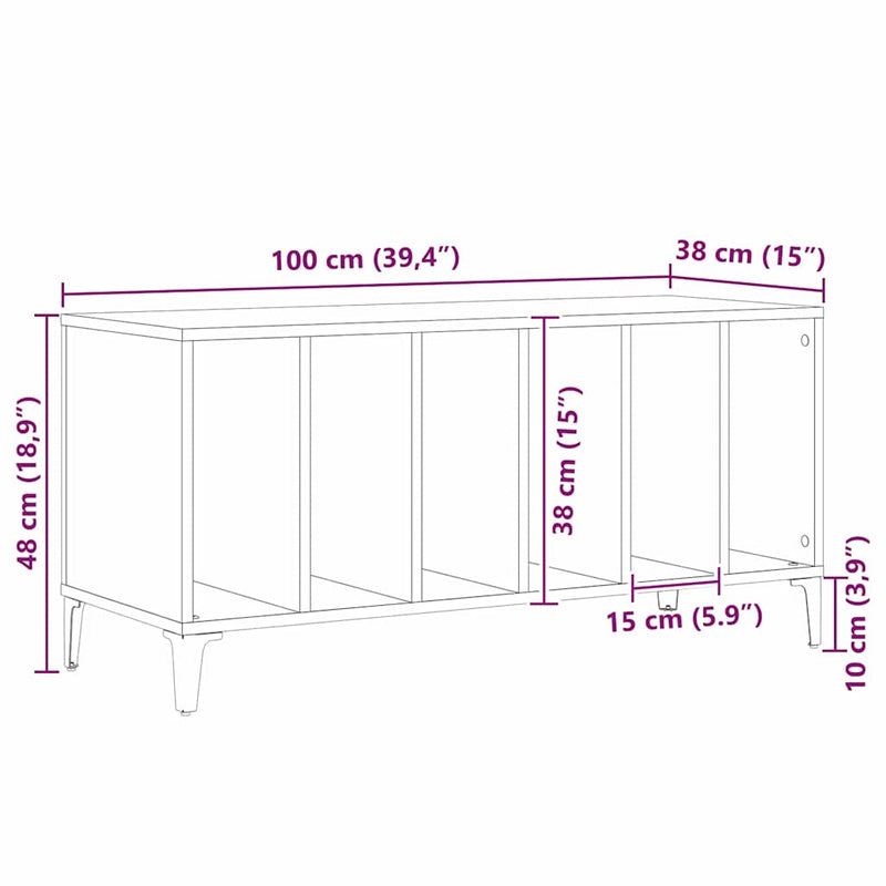 vidaXL Hanglemez szekrény Fekete tölgy 100 x 38 x 48 cm Faanyag