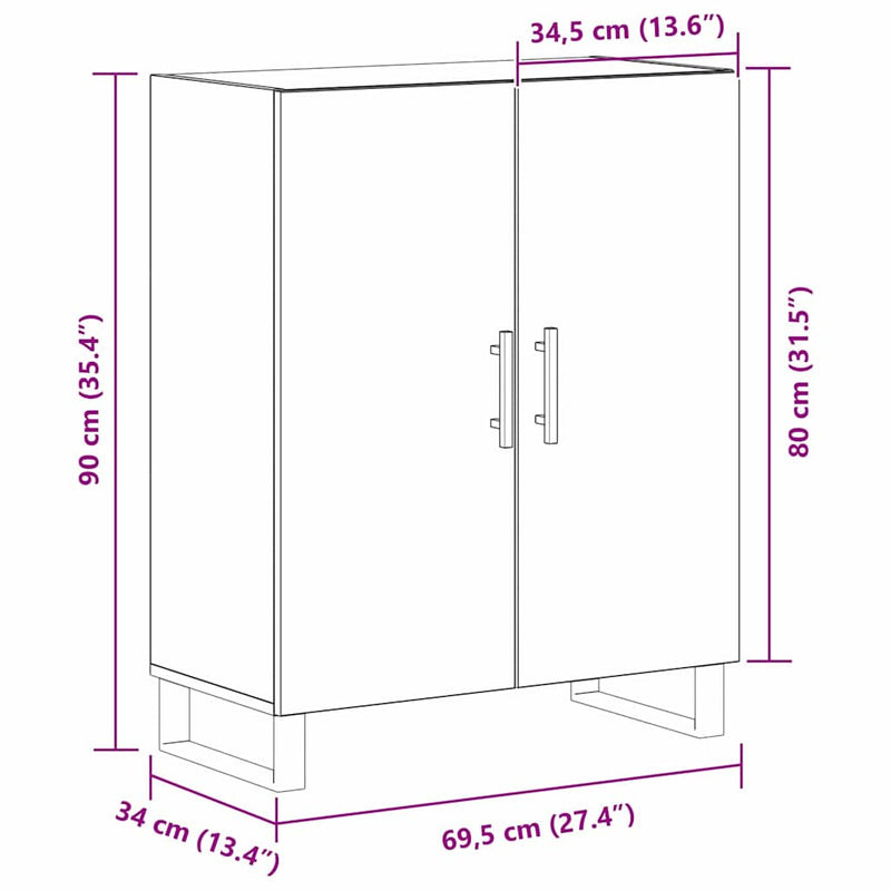 vidaXL Büfé Musta tammi 69.5 x 34 x 90 cm Faanyag
