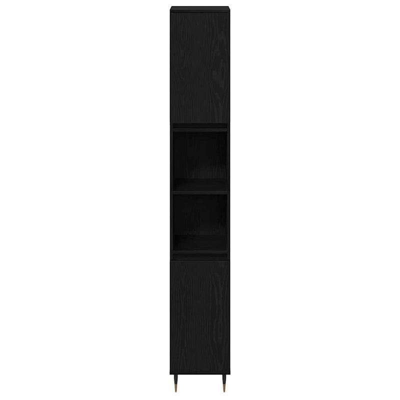 vidaXL Fürdőszobaszekrény Fekete tölgy 30 x 30 x 190 cm Faanyag
