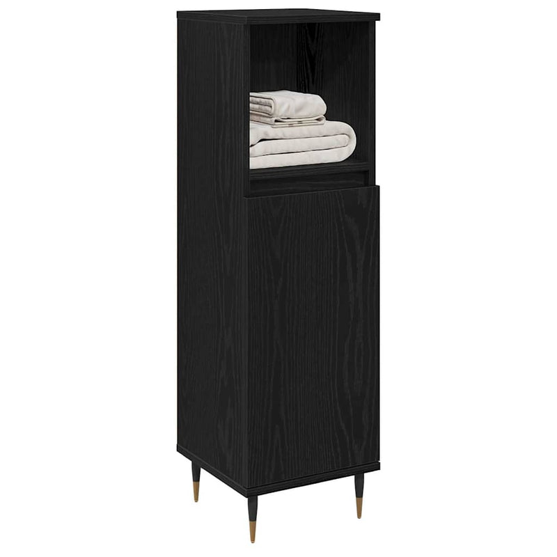 vidaXL Fürdőszoba Székény Fekete tölgy 30 x 30 x 100 cm Faanyag