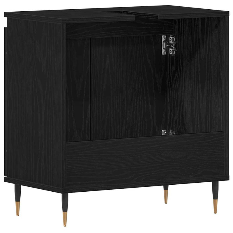 vidaXL Mosdószekrény tárolóval Fekete tölgy 58 x 33 x 60 cm Faanyag