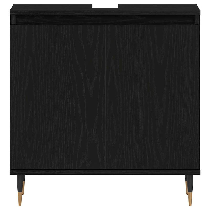 vidaXL Mosdószekrény tárolóval Fekete tölgy 58 x 33 x 60 cm Faanyag