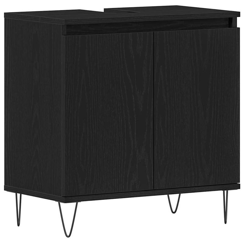 vidaXL Mosdószekrény tárolóval Fekete tölgy 58 x 33 x 60 cm Faanyag