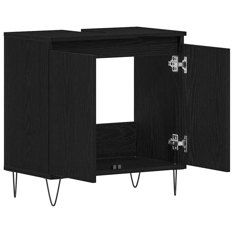 vidaXL Mosdószekrény tárolóval Fekete tölgy 58 x 33 x 60 cm Faanyag